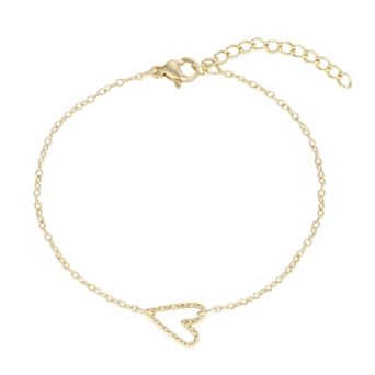 Adornia Hammered Open Heart Sideways Bracelet