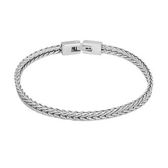 Adornia Men's Tarnish Resistant Stainless Steel Wheat Chain Bracelet