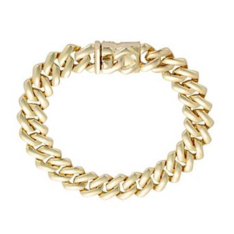Adornia Men's 14k Gold Flash Plated Edgy Cuban Curb Chain Bracelet