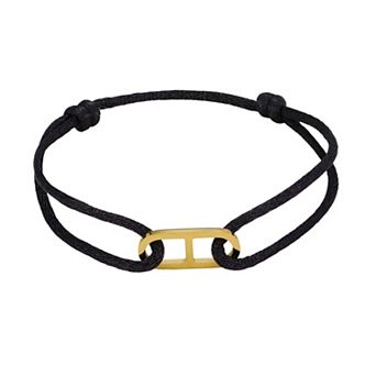 Adornia Men's Tarnish Resistant 18k Gold Flash Plated Mariner Link Adjustable Chord Bracelet
