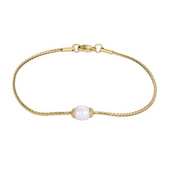 Adornia Men's 18k Gold Flash Plated Freshwater Cultured Pearl Bracelet
