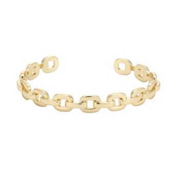 Adornia 14k Gold Flash Plated Curb Link Adjustable Cuff Bracelet