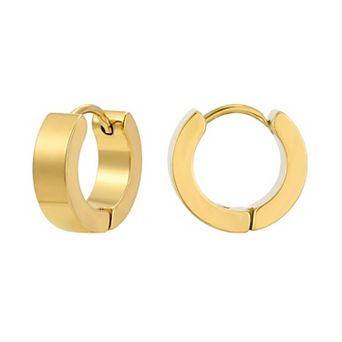 Adornia Men's Tarnish Resistant Stainless Steel Huggie Hoop Earrings