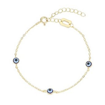 Adornia 14k Gold Flash Plated Evil Eye Station Bracelet