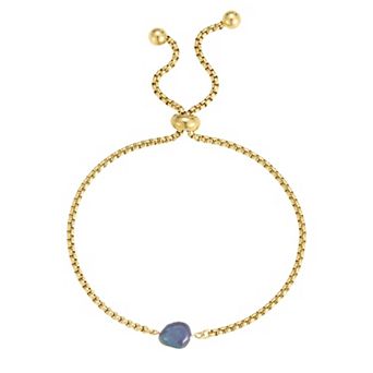 Adornia Tarnish Resistant 18k Gold Flash Plated Black Freshwater Cultured Pearl Adjustable Bolo Bracelet