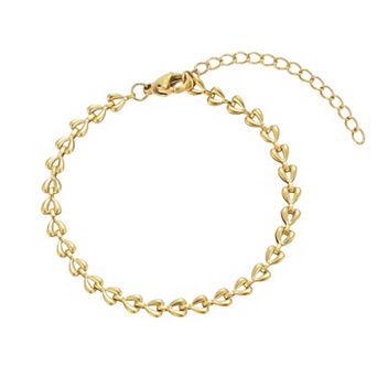 Adornia Tarnish Resistant 18k Gold Flash Plated Heart Chain Bracelet