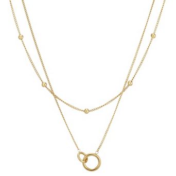 Adornia 18k Gold Flash Plated Layered Chain & Pendant Necklace Set
