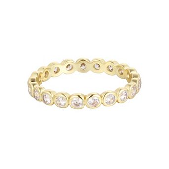 Adornia 14k Gold Flash Plated Cubic Zirconia Bezeled Eternity Band