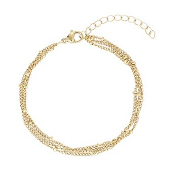 Adornia Tarnish Resistant 18k Gold Flash Plated Layered 3-Satellite Chain Bracelet