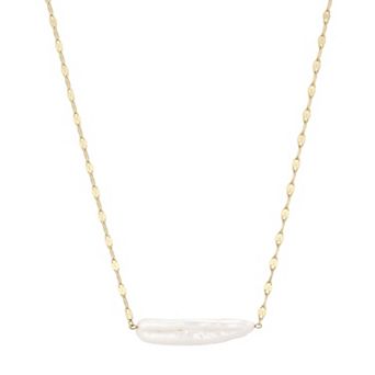 Adornia Tarnish Resistant 18k Gold Flash Plated Cultured Freshwater Elongated Keshi Pearl Necklace