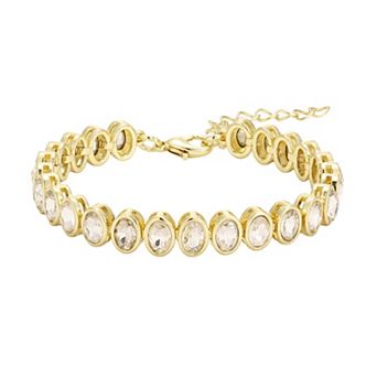 Adornia 14k Gold Flash Plated Cubic Zirconia Bezeled Tennis Bracelet
