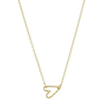 Adornia Hammered Open Heart Sideways Necklace
