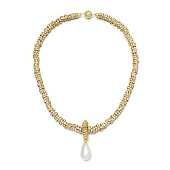 Adornia 14k Gold Flash Plated Oversized Simulated Pearl Chain Necklace