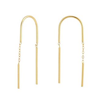 Adornia Stainless Steel 18k Gold Flash Plated Polished Double-Sided Threader Earrings
