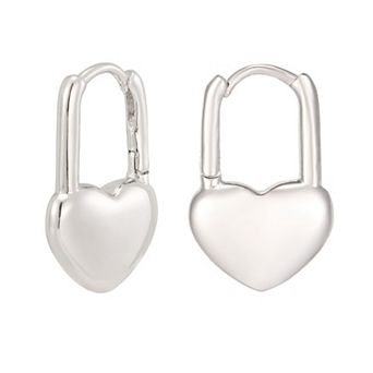 Adornia Silver Tone Heart Huggie Hoop Earrings