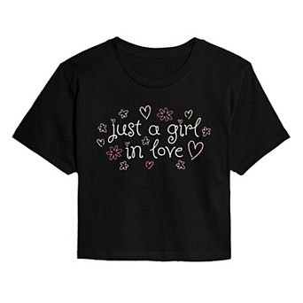 Juniors' “Just a Girl in Love” Cropped Hoodie