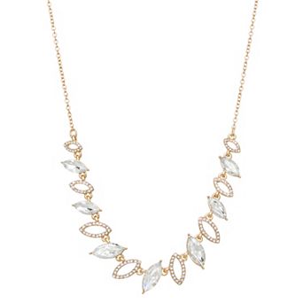 You're Invited Gold Tone Polished Marquise Front Necklace