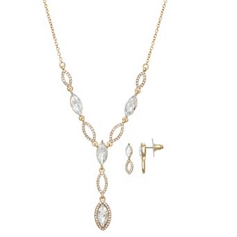 You're Invited Gold Tone Polished Earrings & Necklace Set