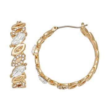 You're Invited Gold Tone Polished Marquise Hoop Earrings