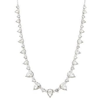 You're Invited Silver Tone Polished Simulated Crystal Collar Necklace