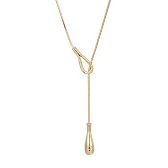 Adornia 14k Gold Flash Plated Slide Thru Pear Drop Lariat Necklace