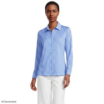 Women's Lands' End Long Sleeve Supima Button Front Shirt