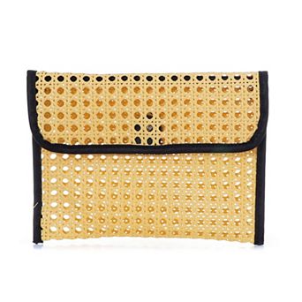 Adornia Rattan Bamboo Clutch With Removable Strap