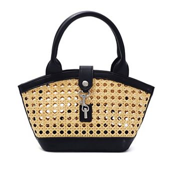 Adornia Kane Rattan Shoulder Bag with Removable Strap