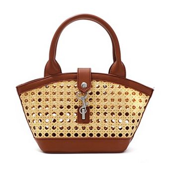 Adornia Kane Rattan Shoulder Bag with Removable Strap