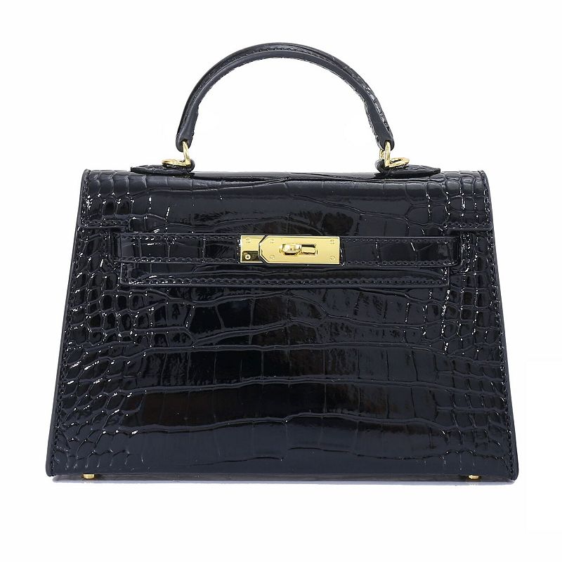 Adornia Mini Handle Bag with Gold Hardware, Black