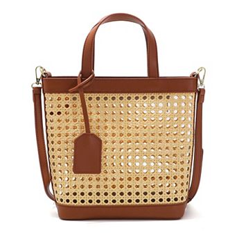 Adornia Kane Rattan Shoulder Bag with Removable Strap