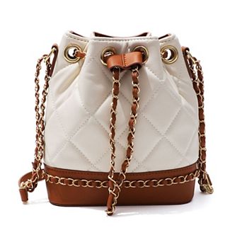 Adornia Two-Tone Bucket Bag with Gold Chain