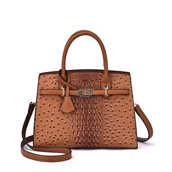 Mellow World Chloe Croc & Ostrich Embossed Satchel Bag
