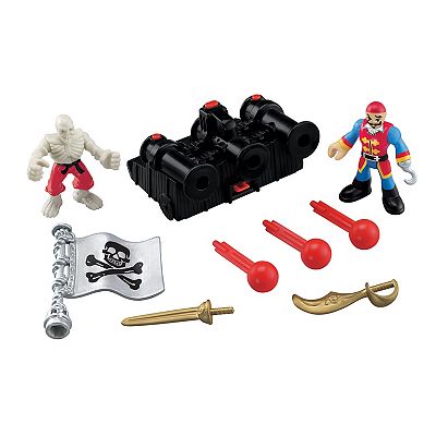 Fisher price imaginext black and red pirate ship with 2 figures on sale