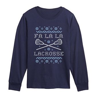 Boys 8-20 Fa La La Lacrosse Ugly Sweater Long Sleeve Graphic Tee