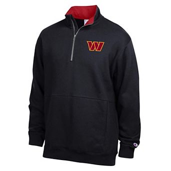 Men's Champion Black/Burgundy Washington Commanders Fleece Quarter-Zip Pullover