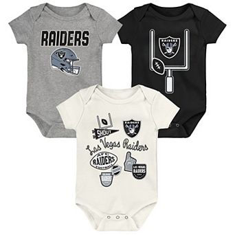 Infant & Newborn Outerstuff Las Vegas Raiders Littlest Player Three-Piece Bodysuit Set