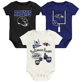 Infant & Newborn Outerstuff Baltimore Ravens Littlest Player Three-Piece Bodysuit Set