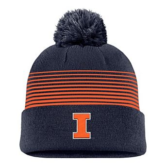 Men's Nike Navy Illinois Fighting Illini 2026 On-Field Peak Cuffed Knit Hat with Pom