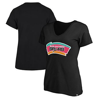 Women's '47 Black San Antonio Spurs Plus Size Frankie V-Neck T-Shirt