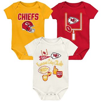 Infant & Newborn Outerstuff Kansas City Chiefs Littlest Player Three-Piece Bodysuit Set