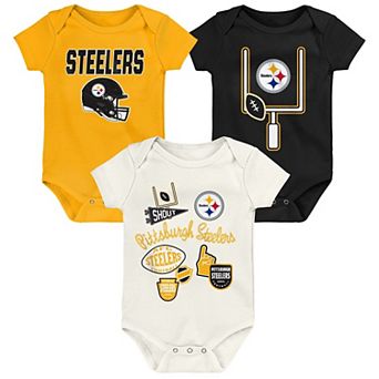 Infant & Newborn Outerstuff Pittsburgh Steelers Littlest Player Three-Piece Bodysuit Set
