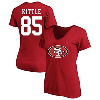 Women's Fanatics George Kittle Scarlet San Francisco 49ers Plus Size Name & Number V-Neck T-Shirt