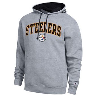 Men's Champion Heather Gray/Black Pittsburgh Steelers Contrast Hoodie