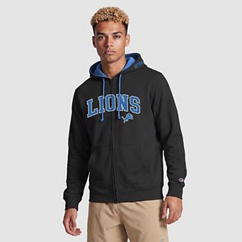 Men's Champion Black/Blue Detroit Lions Full-Zip Hoodie