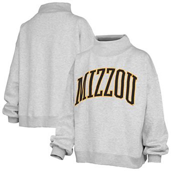 Women's Pressbox Gray Missouri Tigers Oversized Nelson Mock Neck Sweatshirt