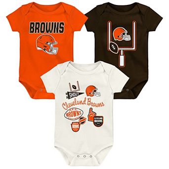 Infant & Newborn Outerstuff Cleveland Browns Littlest Player Three-Piece Bodysuit Set