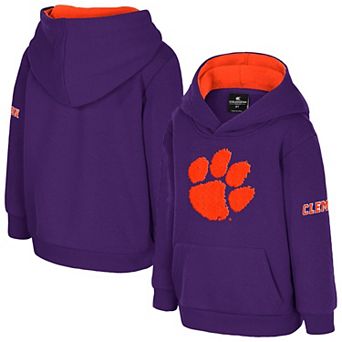 Toddler Colosseum Purple Clemson Tigers Big Logo Volume Fleece Pullover Hoodie