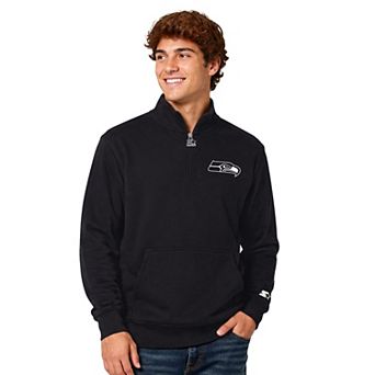 Men's Starter Black Seattle Seahawks Thursday Night Gridiron Batwing Quarter-Zip Sweatshirt
