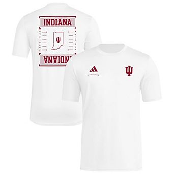 Men's adidas White Indiana Hoosiers Locker Football Icon AEROREADY Pre-Game T-Shirt